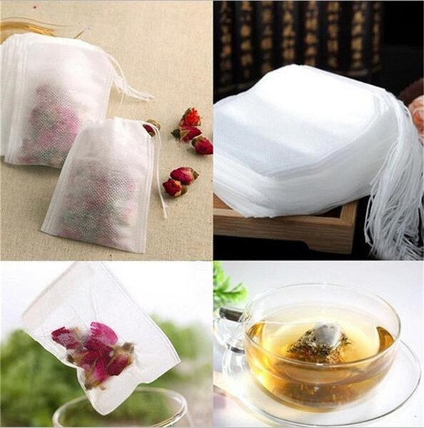 100pcs/lot Teabag 7*10cm Non-Woven Fabrics Empty Teabags Infuser Filters Strainers for Herb Tea Kitchen Gadgets Dropshipping