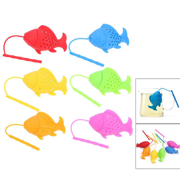 Cute 19*7.5cm Fish Shaped Food Grade Silicone Empty Teabags Strainers Herb Tea Infusers Loose Leaf Filters