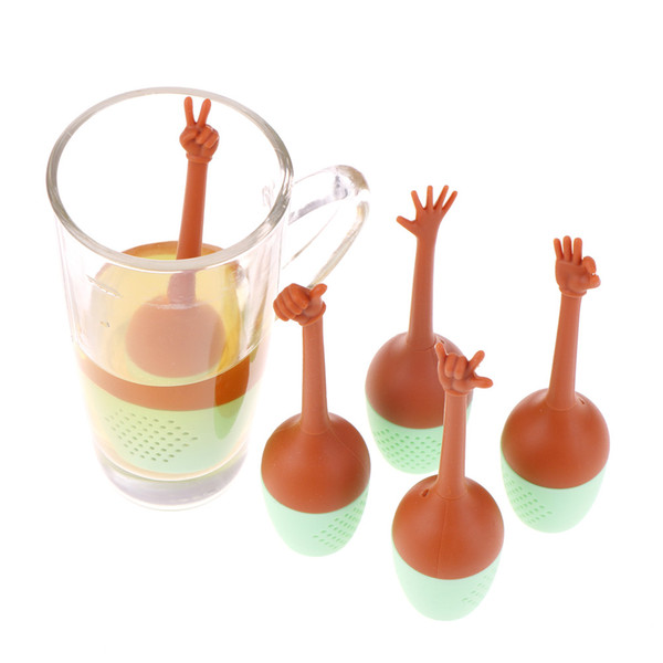 13*4cm Funny Hand Gestures Food Grade Silicone Tea Strainers Infuser Herb Loose Leaf Filter Tea Bags