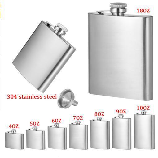 Stainless Steel Hip Flask Portable Outdoor Flagon Whisky Stoup Wine Pot Alcohol Bottles 4oz 5oz 6oz 7oz 8oz 10oz 18OZ