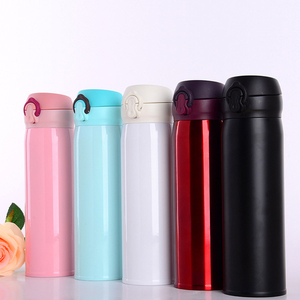 Wholesale Vaccum Water Bottle High Capacity Coffee Cups 304 Stainless Steel Thermal Insulation Cup Business Gift 5 Colors