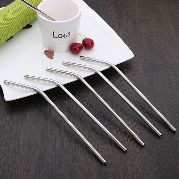 266*6mm Stainless Steel Straw Reusable Drinking Bent Straight Metal Straw Tea Coffee Tools Straw design at Stock With High Quality