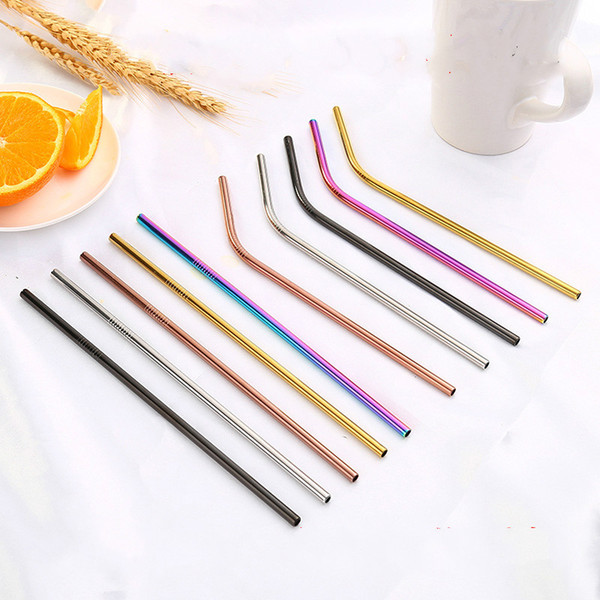 New Design Sizes straight and bend stainless steel straw and cleaning brush reusable drinking straw bar drinking tool