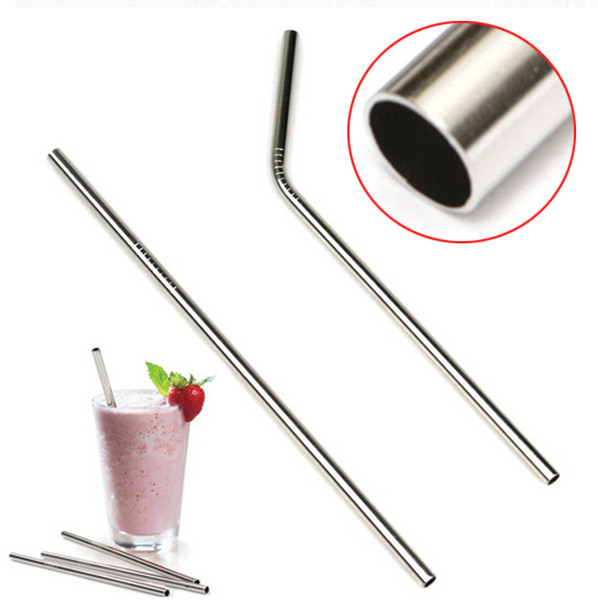 Silver Stainless Steel Straw With High Quality Durable Stainless Steel Straight Drinking Straw Straws 215*6MM Metal Bar Family Kitchen