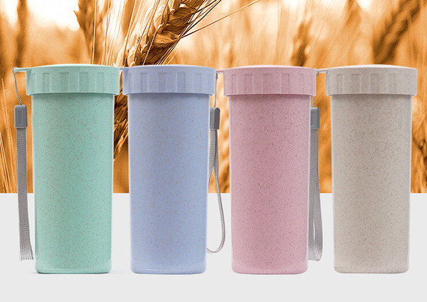 Factory direct wheat straw environmental protection cup Promotional advertising cup custom Green plastic cover health Drinkware