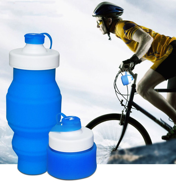 530ml Creative Outdoor Travel Eco-Friendly Folding Silicone Water Bottle Retractable Silicone Sport Cycling Kettle Cup 5 Colors