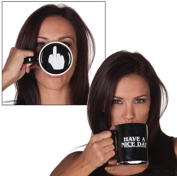 Creative Have a Nice Day Ceramic Coffee Mugs 301-400ML Middle Finger Funny Cup Milk Tea Drinking Cup Gifts