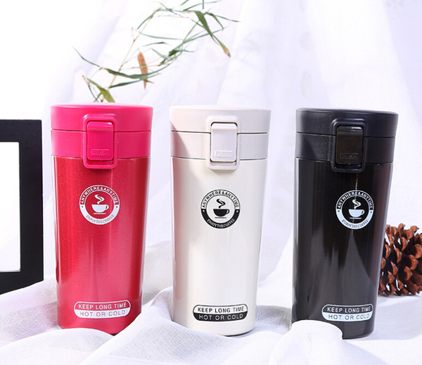 Double wall Stainless Steel Keep Mug Car coffee Insulation Cups with Lid Vacuum Travel Water Bottle Elastic Lids