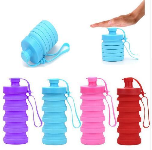 400ML Silicone Foldable Water Bottle Climbing Running Portable Collapsible Sport Bottle Drinkware Kitchen Accessories with good quality