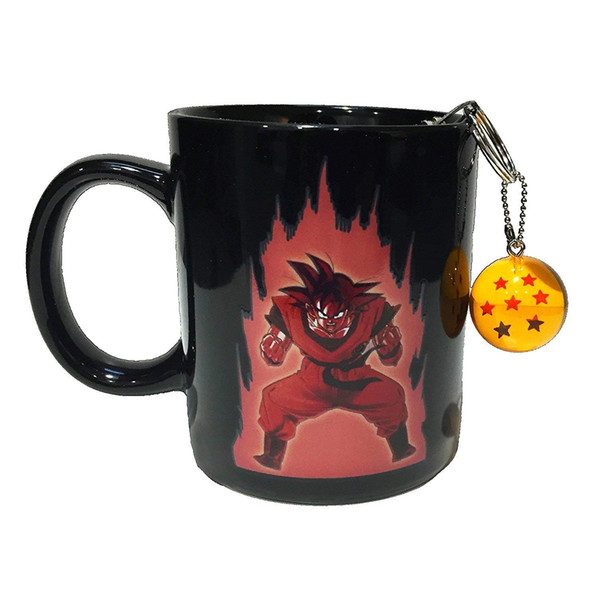 Dragon Ball Z Goku Vegeta Color Changing Coffee Mug with Free Dragonball keychain Christmas Gifts for Kids Friends