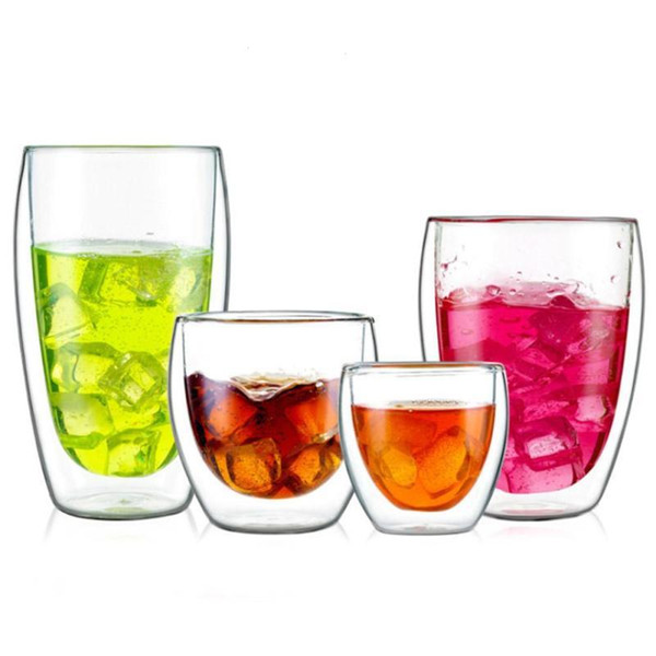 Creative Drinkware Mugs Heat Resistant Double Wall Glass Mug Transparent Tea Cups Coffee Milk Juice Healthy Drink Mug