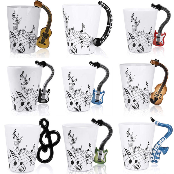 Novelty Guitar Ceramic Cup Personality Music Note Mug Coffee Tea Cup Water Bottle Unique Gift Home Cafe