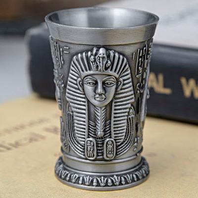 Ancient Egypt Metal Shot Glass Bar Home Cocktail Liquor Copper Cup Short Wine Glasses Pharaoh Cleopatra Rameses Ra God