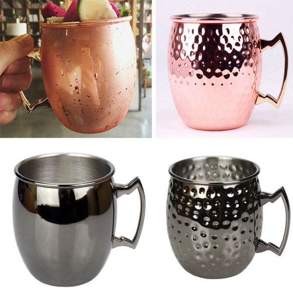 530ML Copper Mug Cup Stainless Steel Beer Cup Plated Rose Gold Moscow Cocktail Drinkware Cup Xmas Gift HH7-912