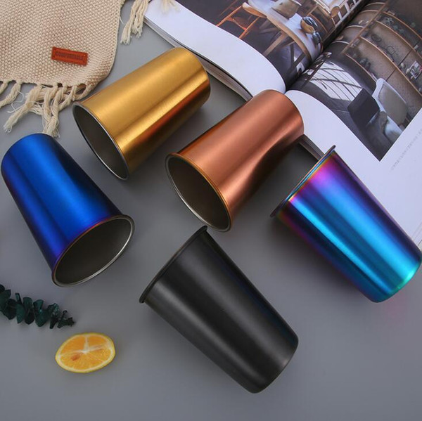 TECHOME Modern Style Stainless Steel Drink Cup Fashion Coffee Cup Water Bottle Colorful Printing Street Fashion Store Gifts