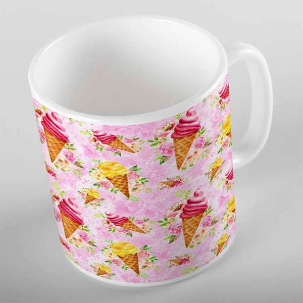 Else Pink Floor Yellow Brown ice cream Sweets Candy Roses 3d Print Gift Ceramic Drinking Water Bear Coffee Cup Mug Kitchen