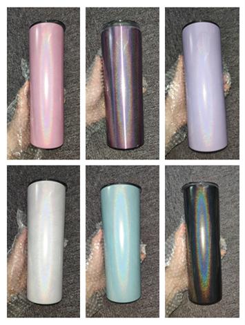 New arrival 6colors Glitter Skinny Tumbler 20oz Rainbow Paint Stainless Steel Stragiht Cups Vacuum Insulated Straight Cup with Lids A07