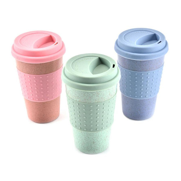 2018 NEW Kitchen Wheat Straw Coffee Cup Mug Tumbler with Lid Eco-friendly Unbreakable Drop Shipping