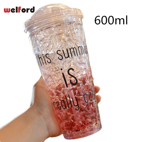 600ml Cold Summer Gradient Refrigeration Ice Mug Cup Double-Layers attraction pipe coffee milk Bear Cups and Mugs