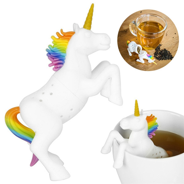 Creative Food-Grade Unicorn Shape Silicone Tea Infuser Strainers Filter Loose Tea Bag Leaf Herbal Spice Filter Diffuser