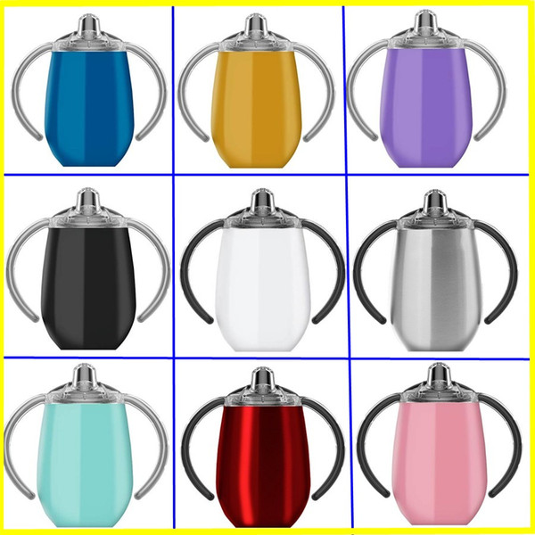 12oz Kids Water Bottle Sippy Cups Double Walled Vacuum Insulated Stainless Steel Tumblers Travel Mugs with Handle Lids