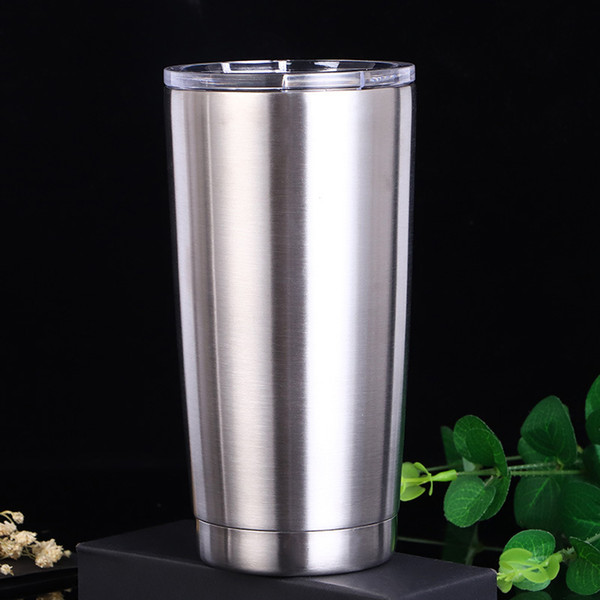 600ml Stainless steel tumblers Sliver Metal Insulated Travel Sports Water Bottle Beer Coffee Mugs with Lid for Car Cups Drinkware