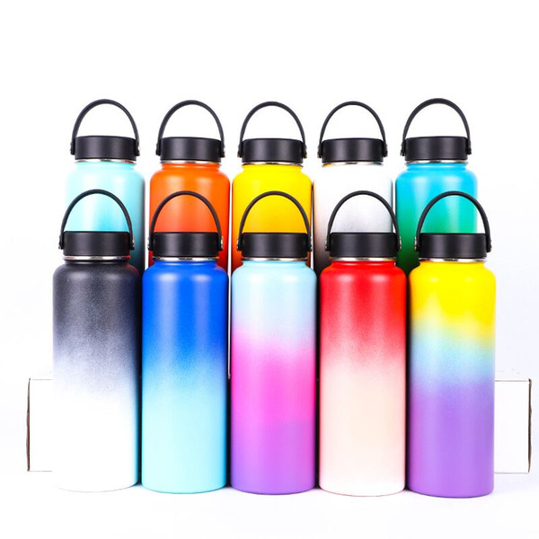 New Rainbow 18oz 32oz 40oz Water Bottle Vacuum Insulated thermos 304 Stainless Steel Wide Mouth Big Capacity Travel Mugs with lids