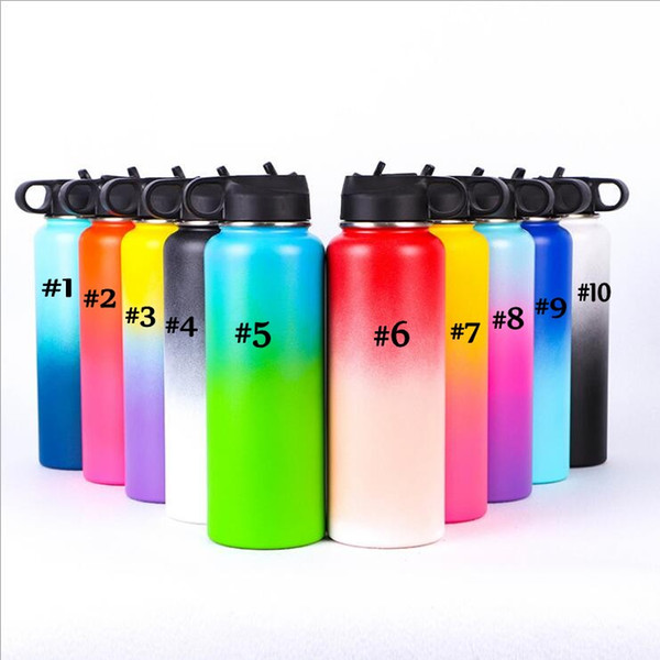 18oz/32oz/40oz Double Wall Vacuum Insulated Stainless Steel Leak Proof Sports Water Bottle Mouth with BPA Free Rainbow Flask