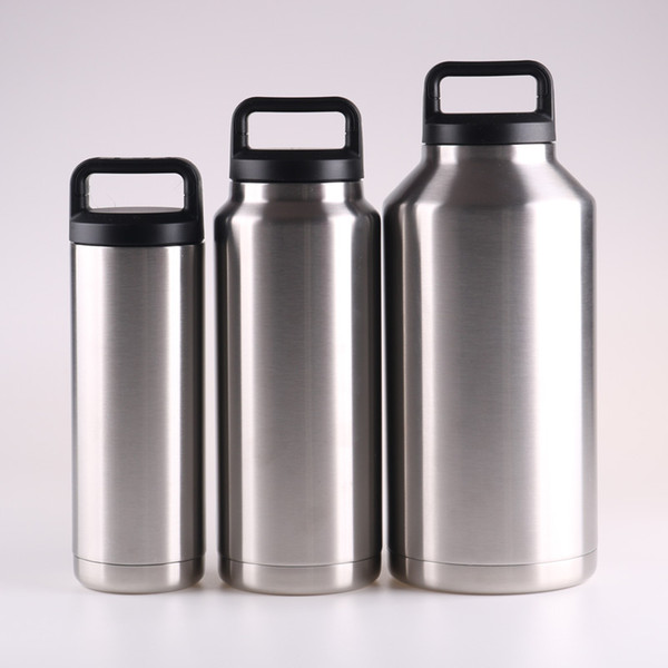 18/36/64 oz Large Capacity Cups stainless steel tumblers travel Insulated Sports water bottle Wide mouth Flask Mugs with Bag