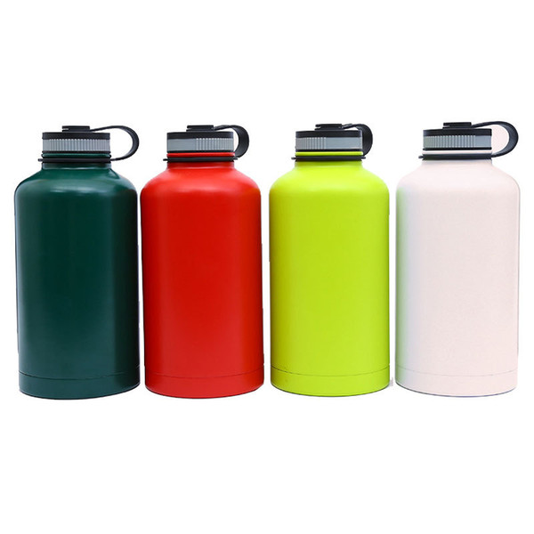 64oz Stainless Steel Vacuum Wide Mouth Drinking Water Bottle Outdoor Travel Sports Cycle Climbing Bottles Portable Kettles