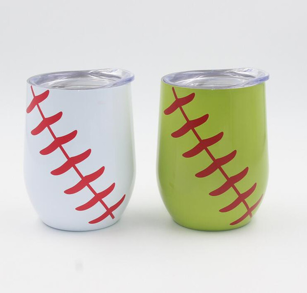 9oz Egg Cup Wine glass with Lid Stainless Steel Tumbler Double Wall Vacuum Insulation Mug Stemless Baseball Cup