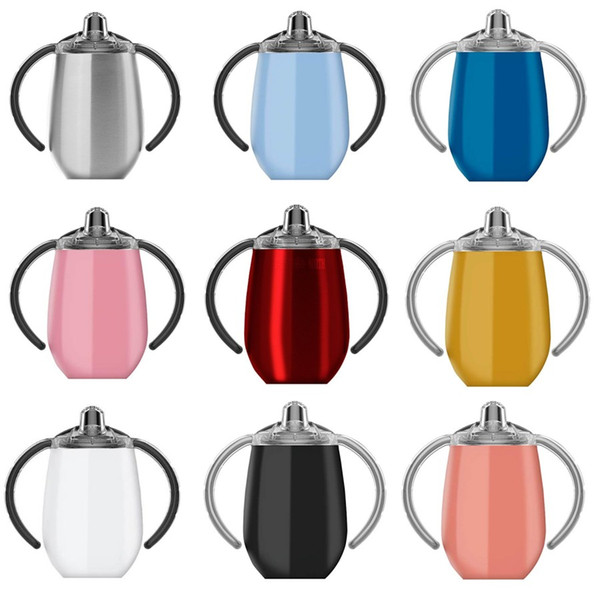 9oz Sippy Egg Cups Water bottle Wine Glass Double Wall Stainless Steel tumblers Insulated coffee Mugs with pacifier Lids