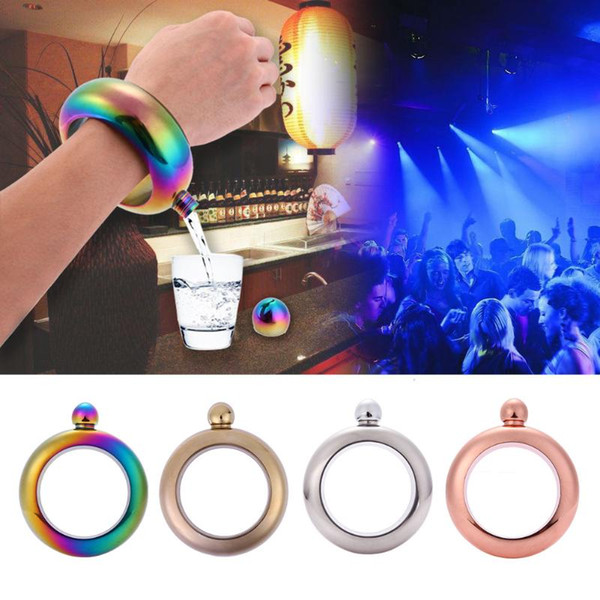 3.5oz Bracelet Alcohol Hip Flask Funnel Bangle Jug Stainless Steel Whiskey Drinkware Funnel Set Bracelet Jewelry Gifts