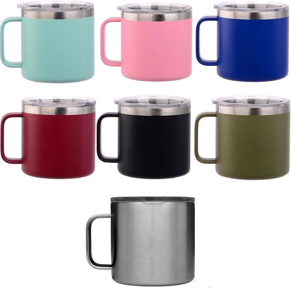 7 Colors 14oz Kid Cup with holder Stainless Steel tumblers Lid Double Wall Vacuum Insulated Large capacity Coffee Mugs