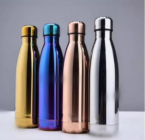 Rainbow Cola Bottle Water Cup Stainless Steel Insulation Mug 500ML Vacuum Sports Shape Travel Mugs 4 Colors