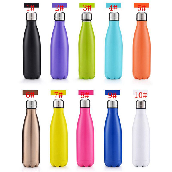 12pcs 17oz 500ml Cola Shaped Bottle Insulated Double Wall Vacuum High-luminance Water Bottle Creative Thermos Bottle Coke Cup