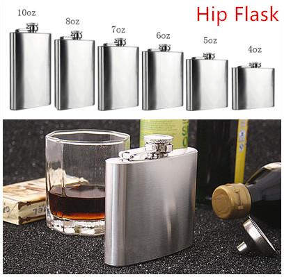 Fashion Hip Flask 6 Sizes 4oz-10oz Stainless Steel Pocket Retro Whiskey Flask Wine Bottle Liquor Screw Cap With Funnel