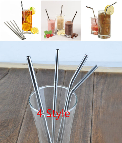 304 Stainless Steel Drinking Straws 215*6 mm straight and bend Reusable Straws for Shakes and Smoothies Juice Bar Accessories Party