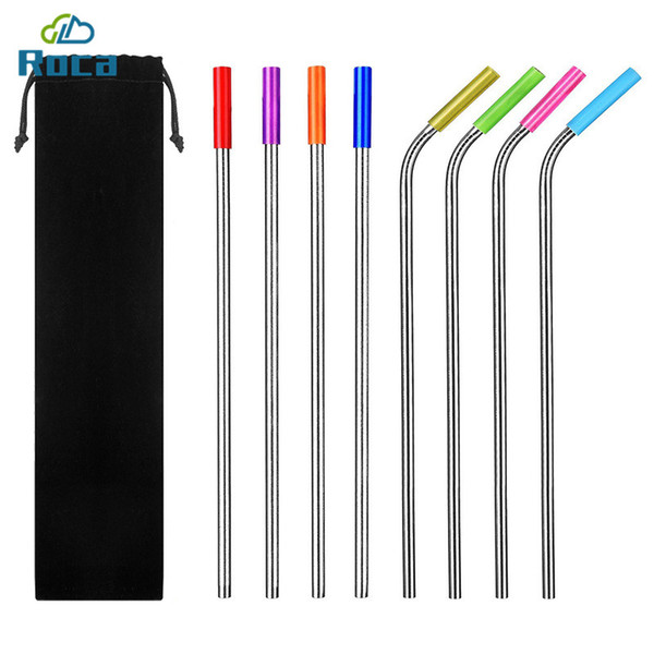 11pcs/lot 6mm stainless steel drinking straws set with brush+cashmere bag+ silicone sleeve fit for 20oz/30oz cup