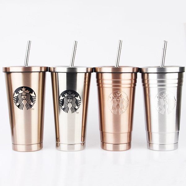 470ml Stainless Steel Tumbler Vacuum Insulated Travel Coffee Mug Sweat Free coffee tea Cup Thermos Flask Water Bottle with straw