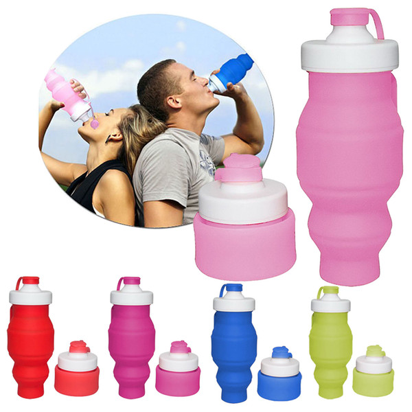 530ml Big Capacity Outdoor Sports Hiking And Camping Three Layers Silicone Folding Water Bottle, DHL free shipping