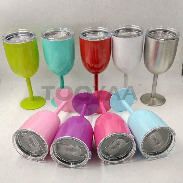 9 Colors Stainless steel Wine Glasses Goblet Hot Stemless Wine Cups Beer Bottles Metal Wine Mugs Coolers