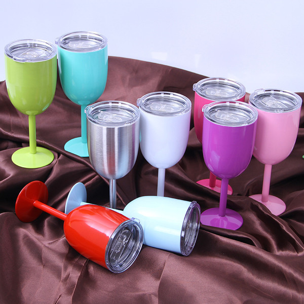 10 oz Wine Tumbler Cups Many Colors for Choosing PVD Coated Insulated Wine Tumbler With Lid