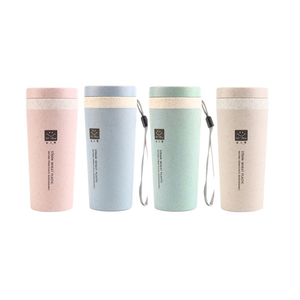 300ML 4 Colors Portable Double Layer bottle Eco-Friendly Simple Water Bottle Student Straight Straw With Lid Coffee Bottles