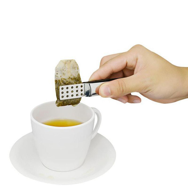 Stainless Steel Tea Bag Clip Teabag Squeezer Holder Heat Resistant Mini Food Tong Kitchen Accessories