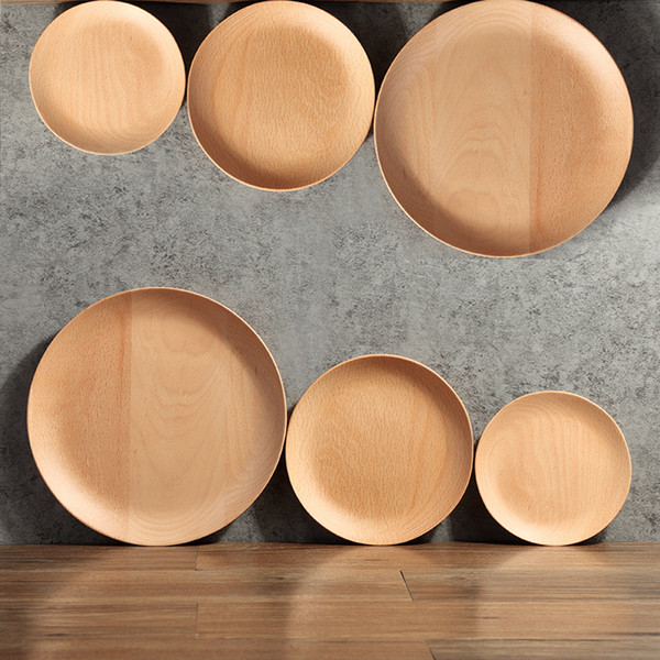 1pcs Rubber Snack Japanese Dish Wooden Snacks Fruit Plate Solid Wood Dishes Hotel Tableware Wholesale C19042101