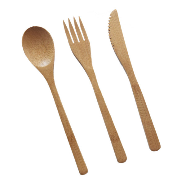 Bamboo Flatware Set Household Wooden Spoon Fork Knife Wooden Tableware Set Bamboo Jam Knives and Forks