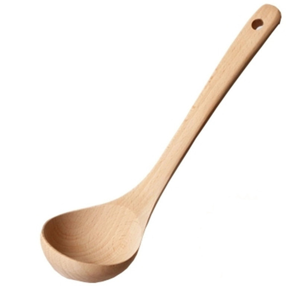 Beech Wood Non Lacquer Scoop Household Wooden Soup Spoon Long Handle Japanese Style Porridge Spoon Oil Spoon