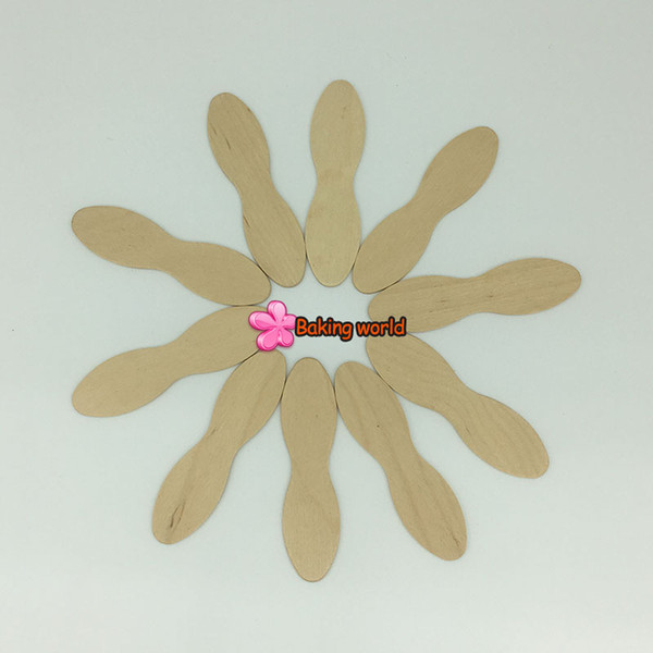 Free shipping 100pcs Wooden Ice Cream Spoon DIY Material Batten Round shape dessert spoon Food grade candy Short tableware