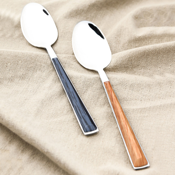 2 pcs/set High Quality Ice Cream Tea Coffee Handled Anti-Ironing Long Handle Stainless Steel Spoons Flatware 2 Color Optional